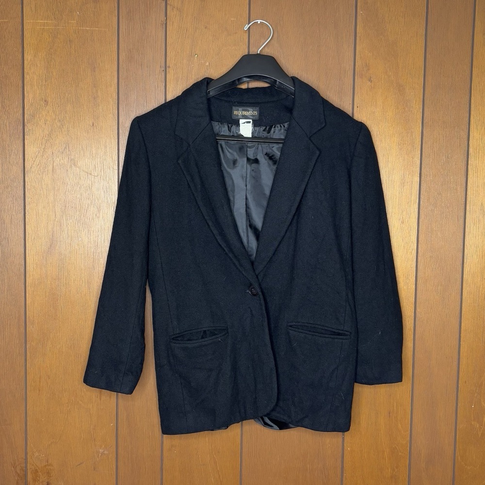 Vintage 90s Requirements Blazer Womens 8 Black Wool Capsule Office Y2K Preppy